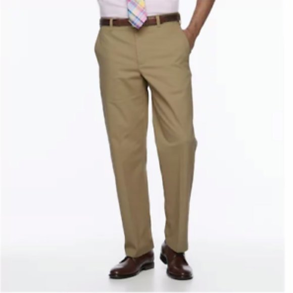 Men's Croft & Barrow Easy Care Classic-Fit Flat-Front Pants, Color: Kelp - Picture 1 of 1